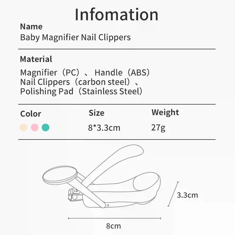 Infant Baby Nail Clippers Tools Children Kids Magnifier Glass Finger Nail Cutter - view 5