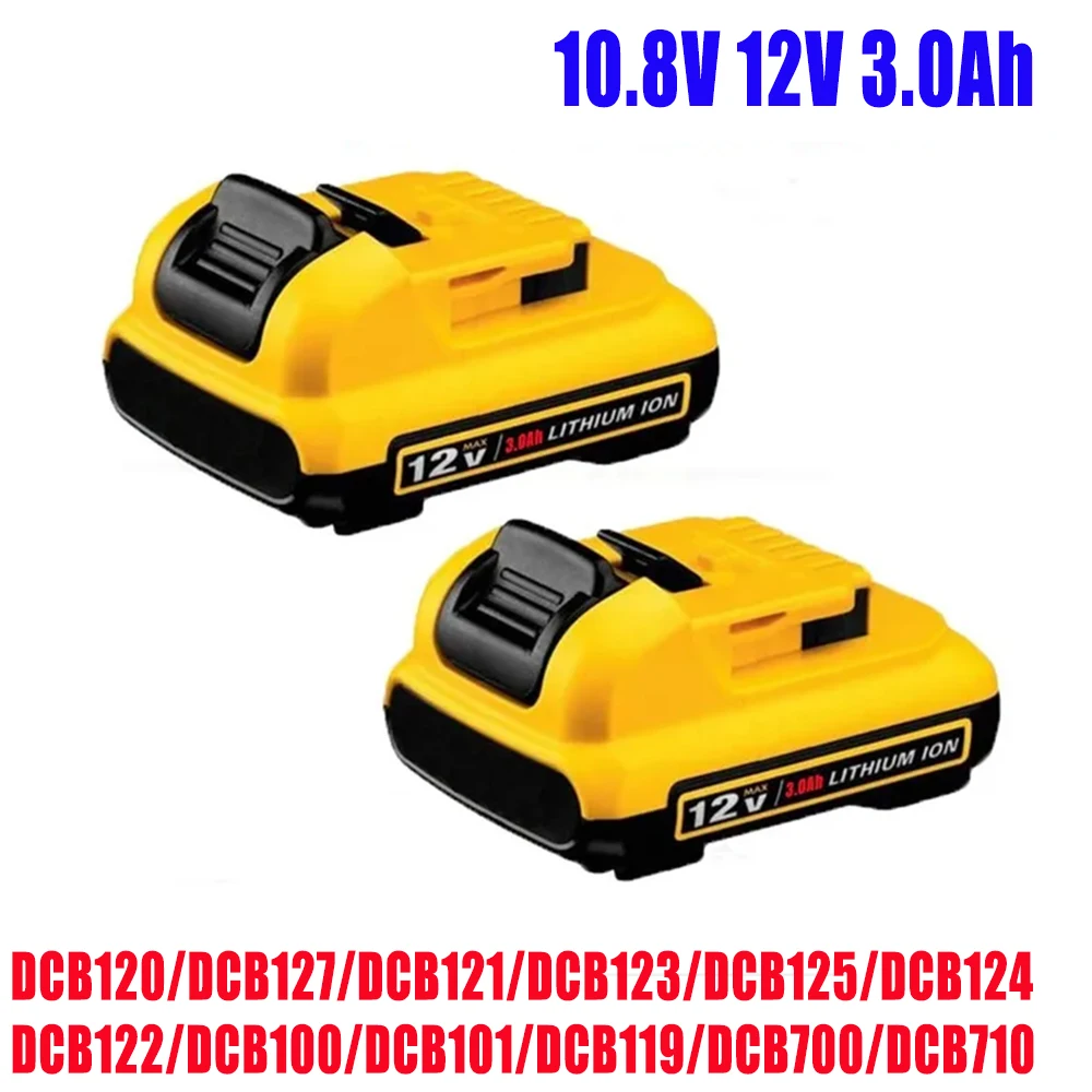 Replacement for Dewalt DCB120 Lithium-ion Batteries 12V 3Ah Battery DCB123 DCB125 DCB124 DCB122 DCD710 Power Tools Battery