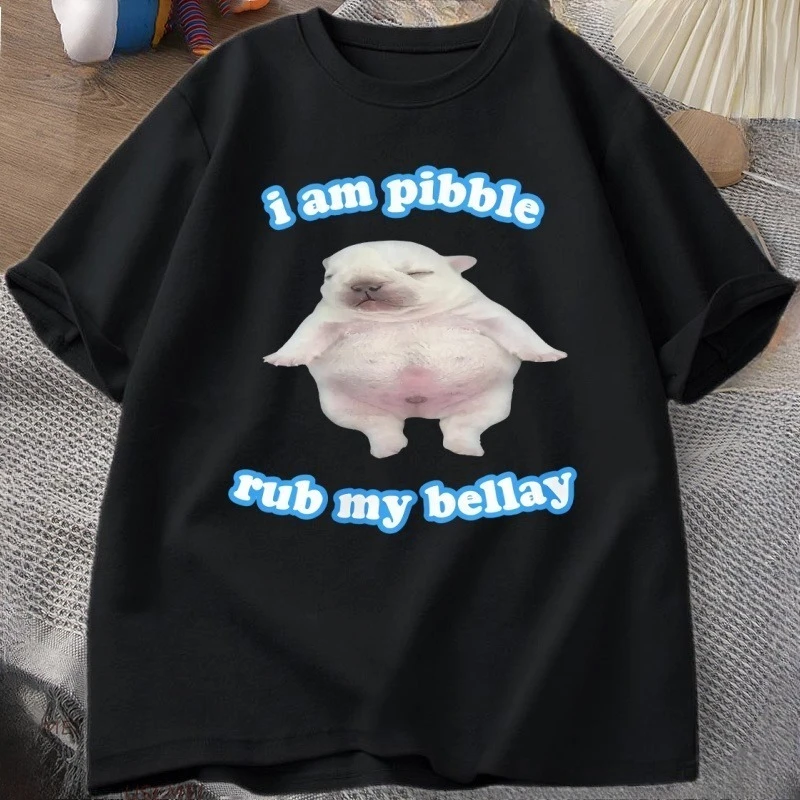 Blue Pibble T Shirt Funny Dog Meme Tee  French Bulldog Brainrot T-shirt Silly Cute women men Tshirt Casual Short Sleeve Tops