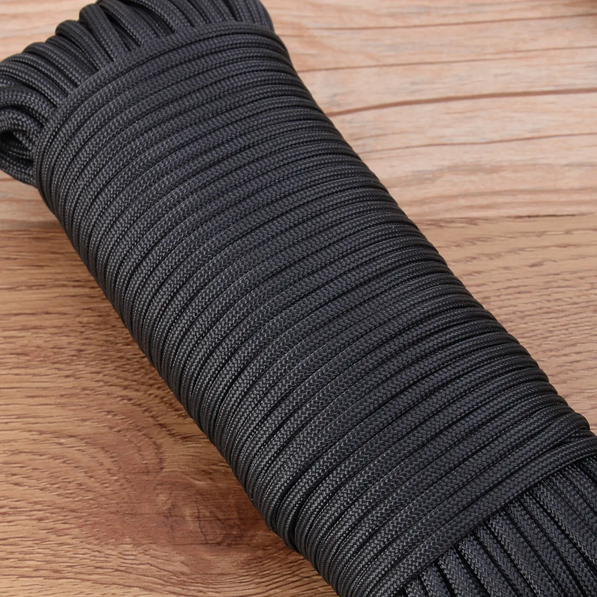1Pcs Easy Clean Abrasion Resistant Climbing Rope 50M Black Polyester Mountaineering Safety Sling Outdoor Life Saving Rappelling