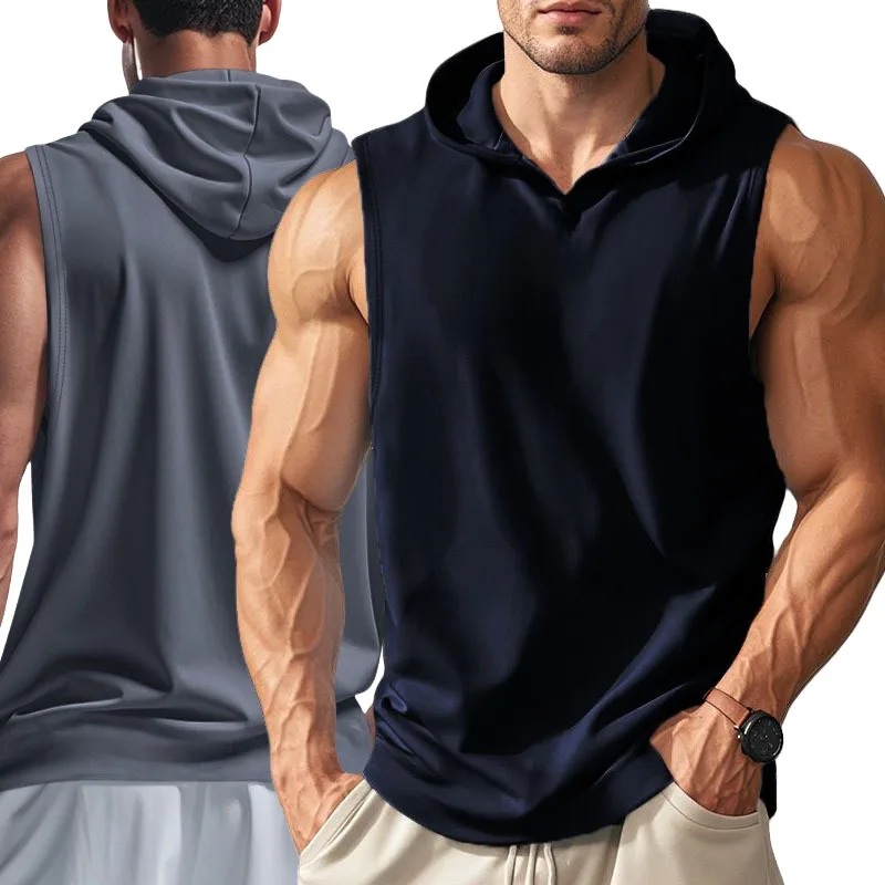 Gym Solid Color 2026 Brand New Men's Tank Tops Vest Sleeveless Tees For Male Hooded Man Vests Tops Hip Hop Men Tank Top T shirt