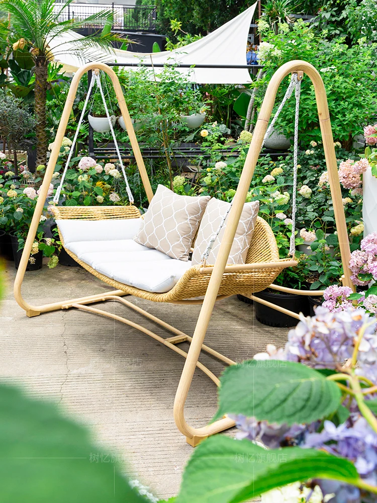 Flower Outdoor Swing Courtyard Outdoor Garden Yard Terrace Internet Celebrity Swing Rocking Chair Glider Hanging Basket Hammock