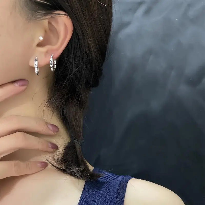 Retro Graffiti Ear Buckle Hoop Earrings for Women Girls Vintage Punk Style Casual Occasions