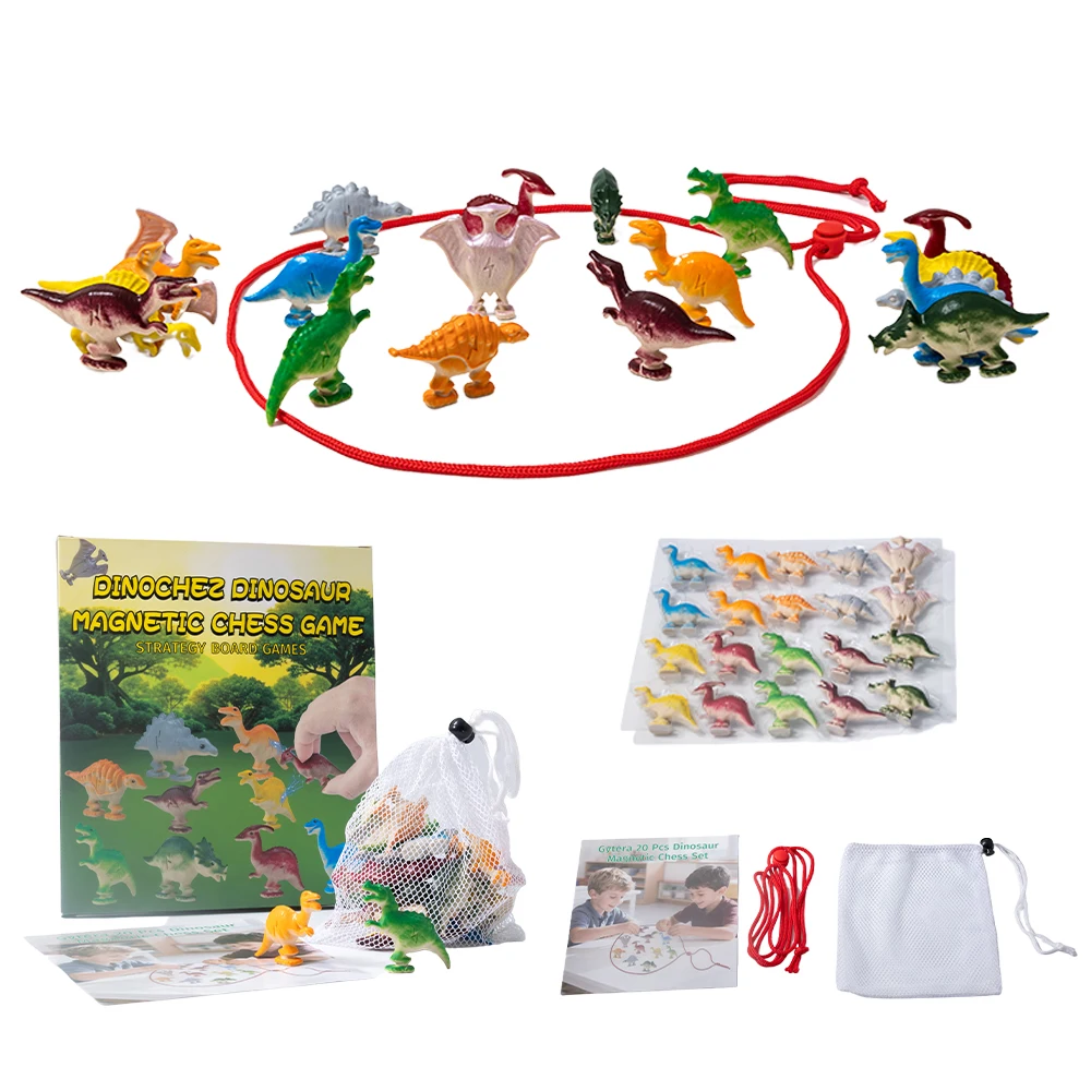 Magnetic Chess Game Set 20 dinosaurs with String Stress Relief Fidget Toy for Kids Adults Christmas Family Games 20 Pcs Stones