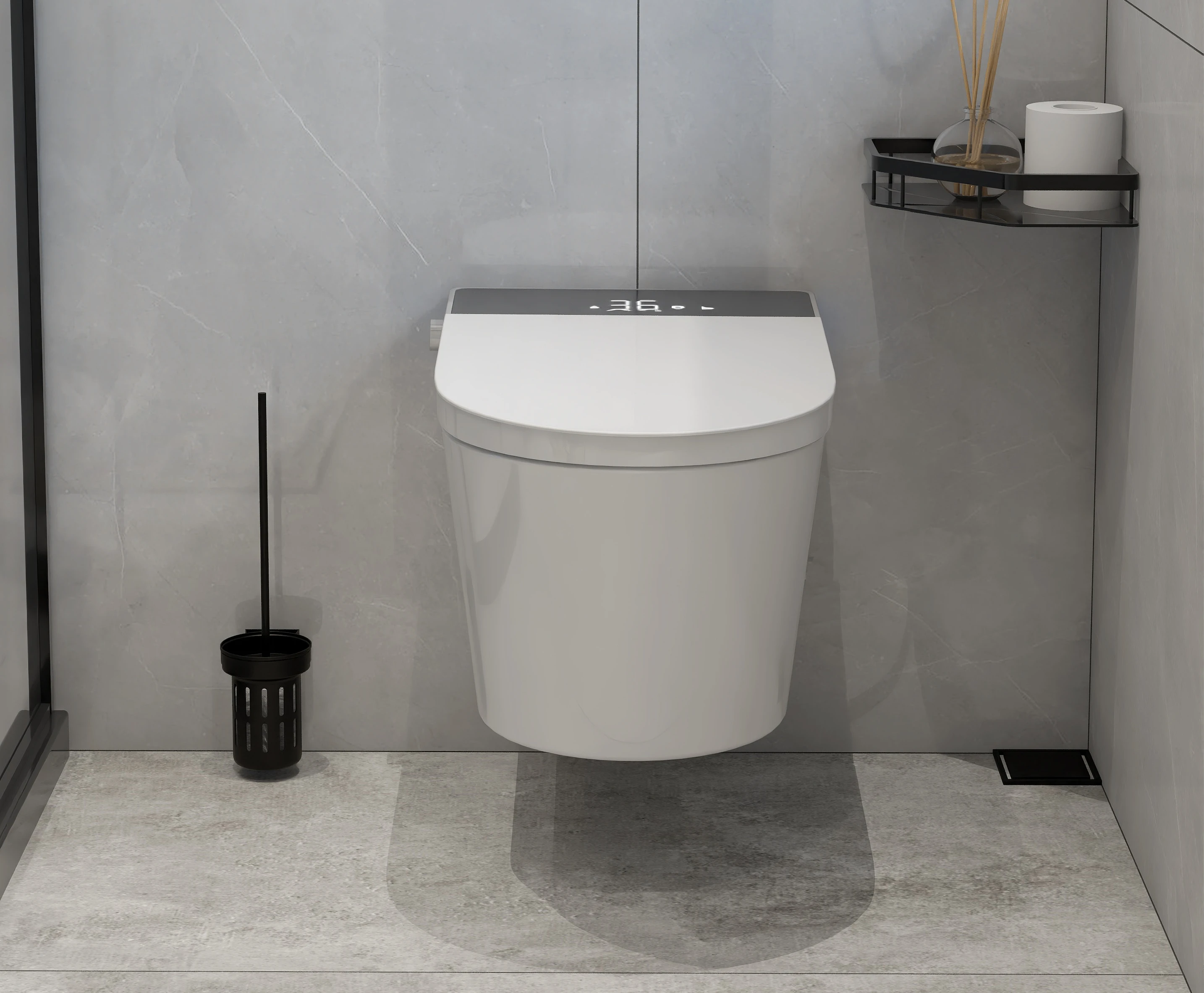 

#Wall-Mounted Smart Toilet Embedded Wall-Mounted Hanging Toilet Stool Small Apartment Hanging Toilet with Water Tank