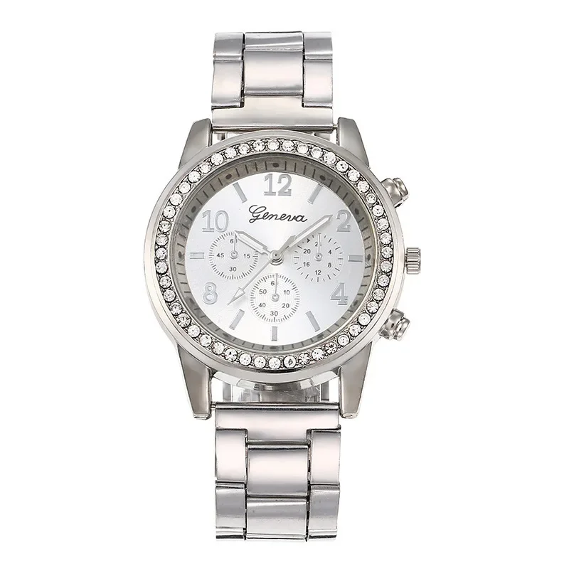 Reloj de pulsera de diamantes para Mujer, cronógrafo de cuarzo de acero inoxidable, informal, marca de lujo, a la moda, nuevo, 2023