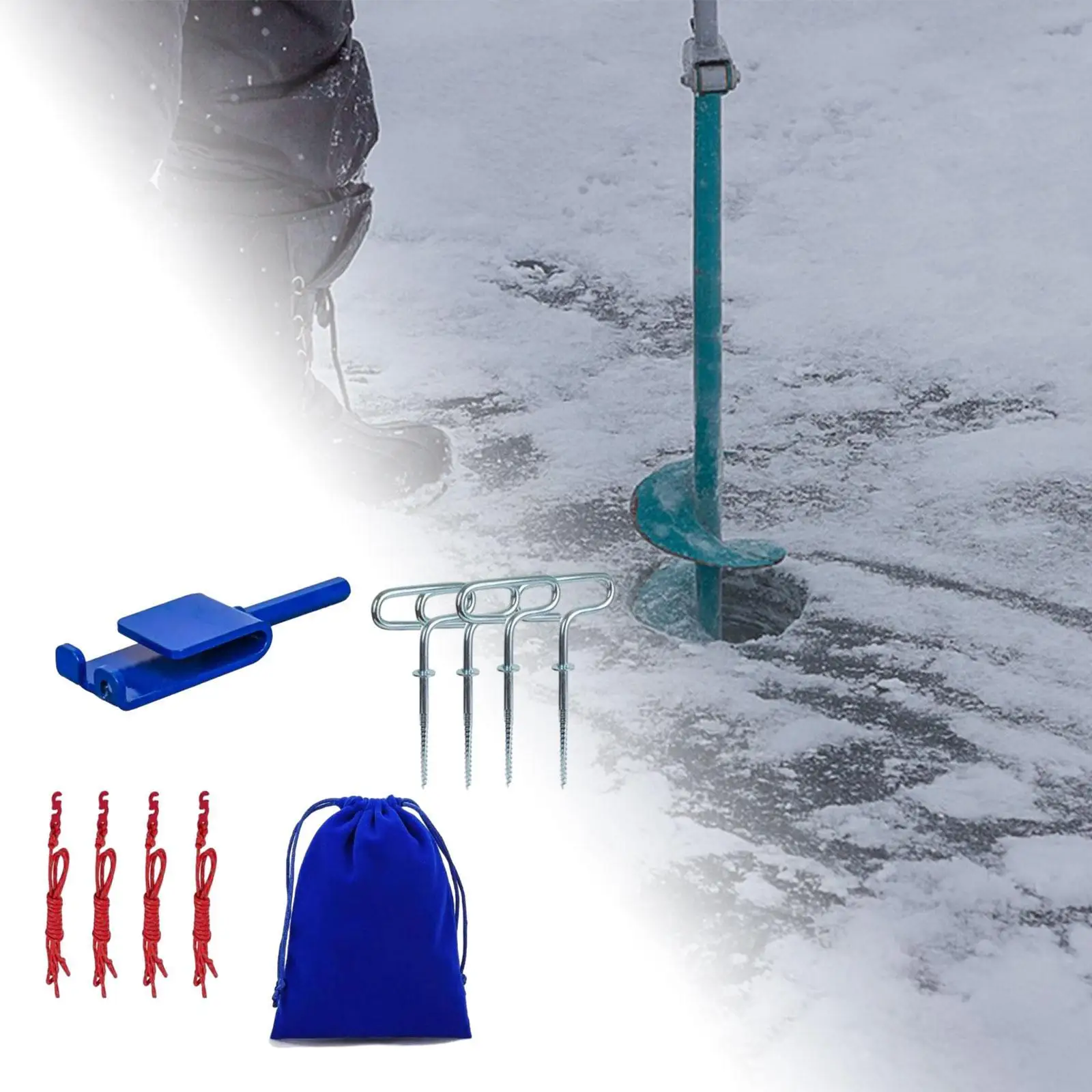 Ice Fishing Anchor Tool Ice Fishing Shelter Anchor Practical Ice Anchor Drill Adapter for Setting up Ice Fishing Shelter Tent