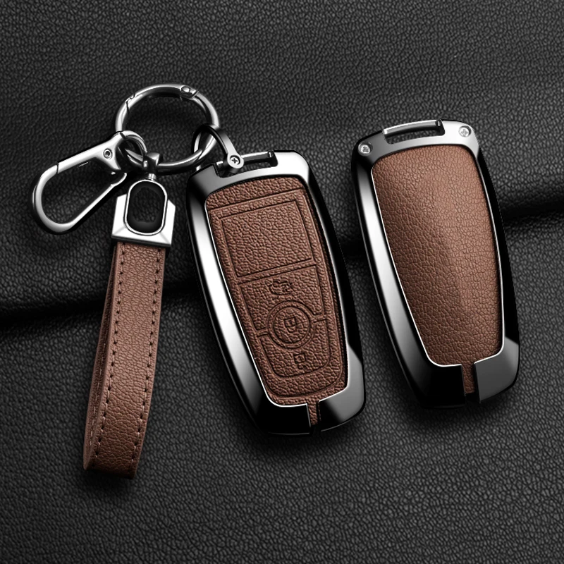 Zinc Alloy Leather Car Key Cover, For Ford Raptor F150 RC Protector Ford F-150 Raptor, Protected Keychain Bag, Car Accessories