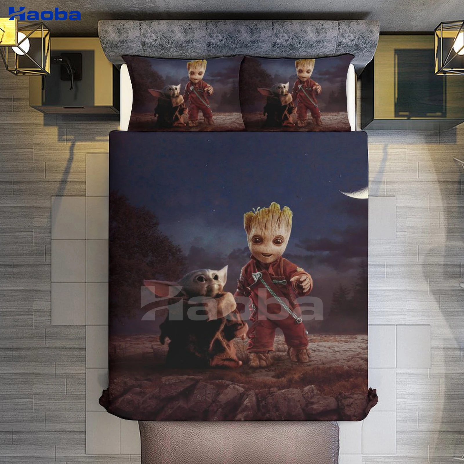 Baby Alien G-root and Y-oda Three Piece Bedding Set Children or Adults for Beds Quilt Covers Birthday Gifts for Women Men