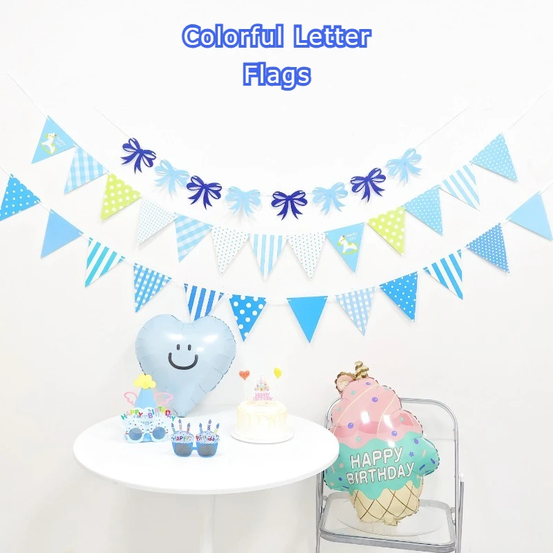 

Colorful Alphabet Bunting Happy Birthday Party Decorations Festive Garland Streamers Celebration Backdrop Photo Booth Decor New