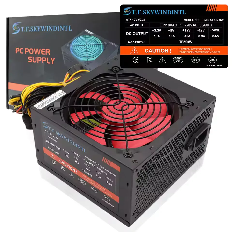 220V Not Work in 110V 500/600/700/800W PC Power Supply for Computer ATX Sources Desktop Intel AMD Sleeve Bearing Cooling
