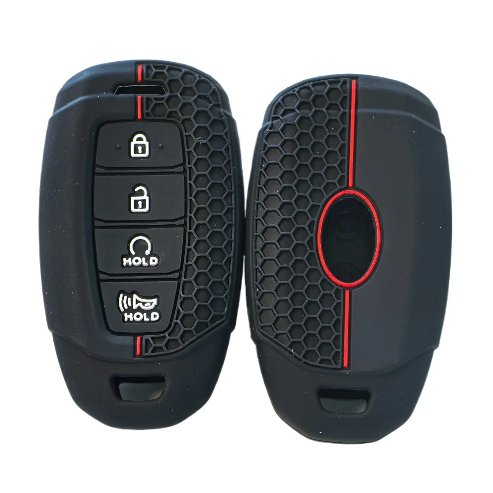 4 أزرار سيليكون حافظة مفاتيح السيارة غطاء لشركة هيونداي LA فيستا كونا 2021 Creta 2 Solaris i30 ix35 Azera ELANTRA GRANDEUR IG حقيبة مفاتيح