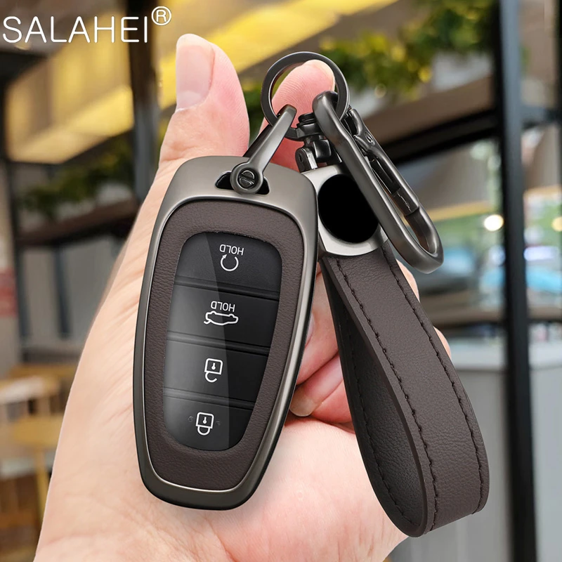 

Car Key Holder Case Cover For Hyundai Tucson Solaris Sonata Hybrid NEXO NX4 Santafe Dn8 4 Buttons 2020 2021 2022 Accessories