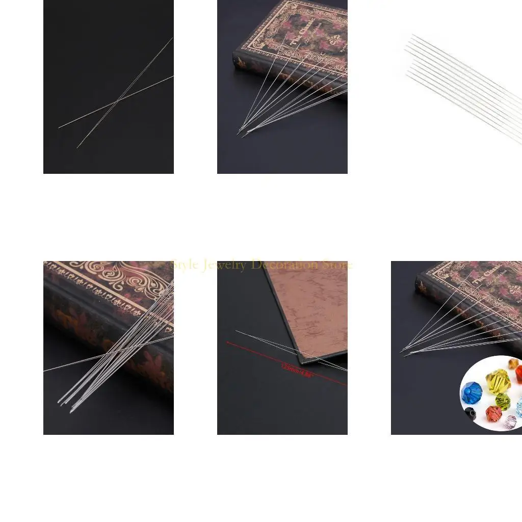 

D46E Metal Sewing Needle 12.5cm Threading Needle Embroidery Beading Needle for Beads