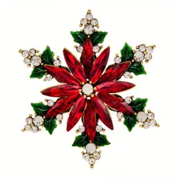 Hot Sale Classic Women Girls Christmas Snowflakes Rhinestone Badges Pins Crystal Elegant Party Accessories New Year Gift
