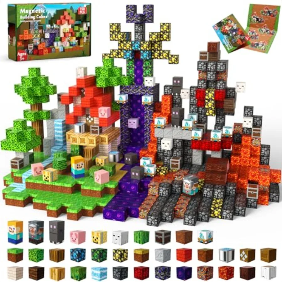 

150 PCS Magnetic Blocks Building Block for Ages 48 Magnet Blocks Cubes Tiles Constructions Toys Girl Boy STEM Educational Monto