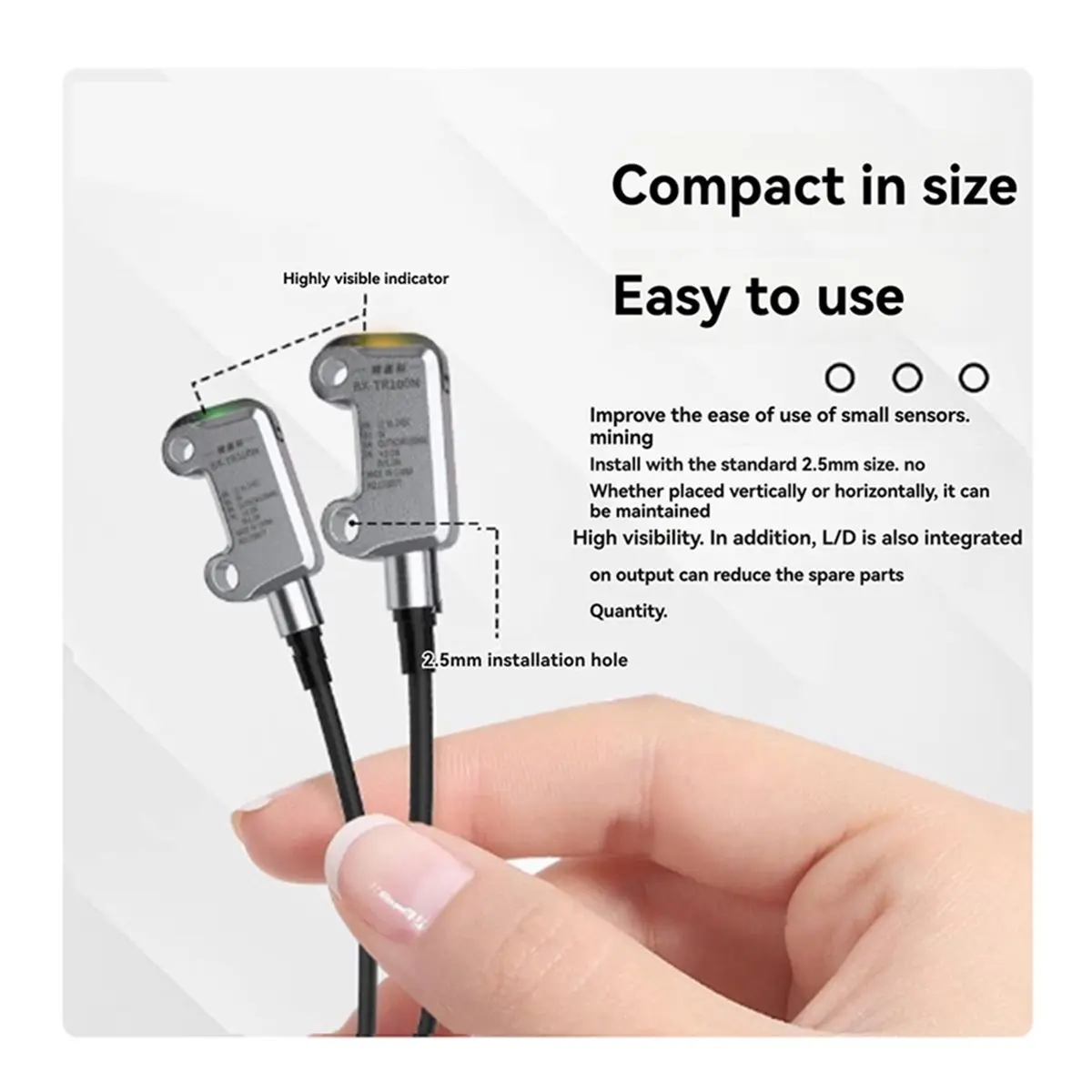 Digital Essentials BX-TR100N Photoelectric Sensor Switch Mini Ultra-Thin Diffuse Reflective Detection 2000mm Stainless Steel She
