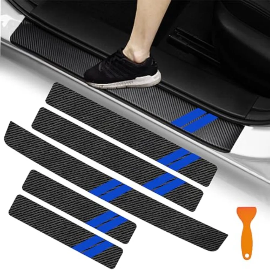 

Door Sill Guard Decoration Stickers for Dodge Charger Challenger Durango Journey Universal Fit to All Dodge Cars Fiber Leather