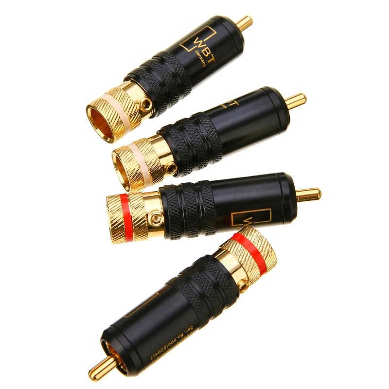 4Pcs Gold Plated RCA Plug Soldering HiFi Audio Audio Video Adapter DIY Signal Line Connector