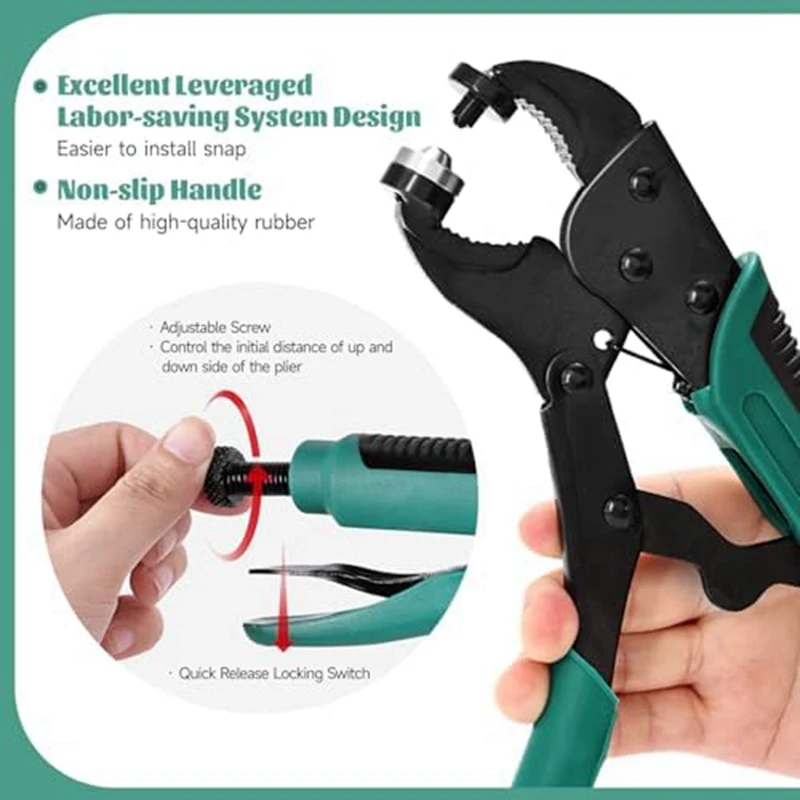 Heavy Duty Snap Fastener Pliers with 323 Piece Canvas Snap Kit-A14I