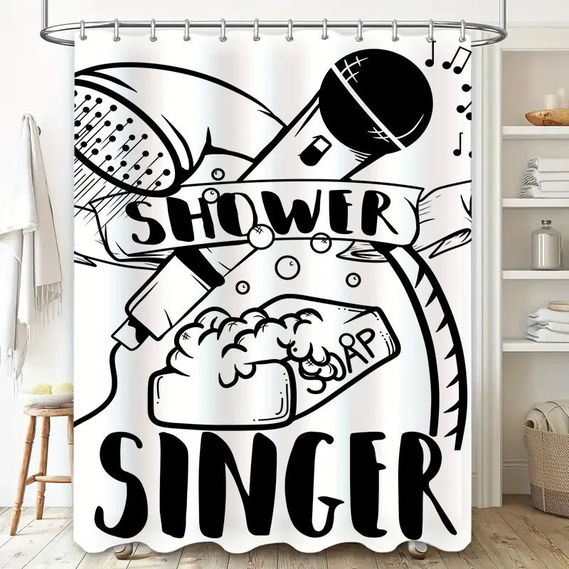 Shower Curtain Showstopper Singer Soap Opera Decor Black White Musical Notes Shower Curtains For Bathroom Home Decoration Waterp