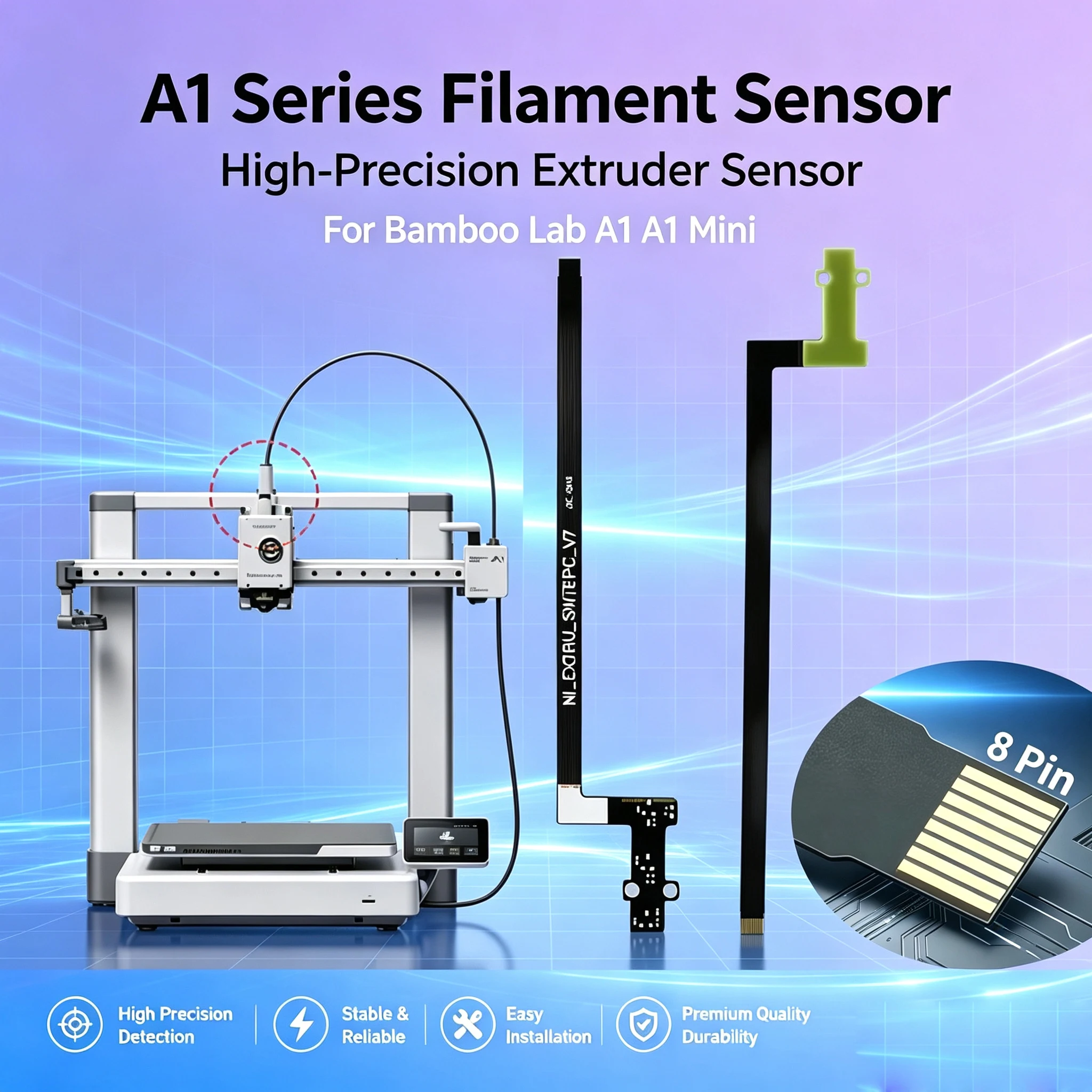 For Bamboo Lab A1 A1 Mini Filament Sensor Replacement Feed Hall Board Extruder Hotend Filament Monitoring 3D Printer Accessory