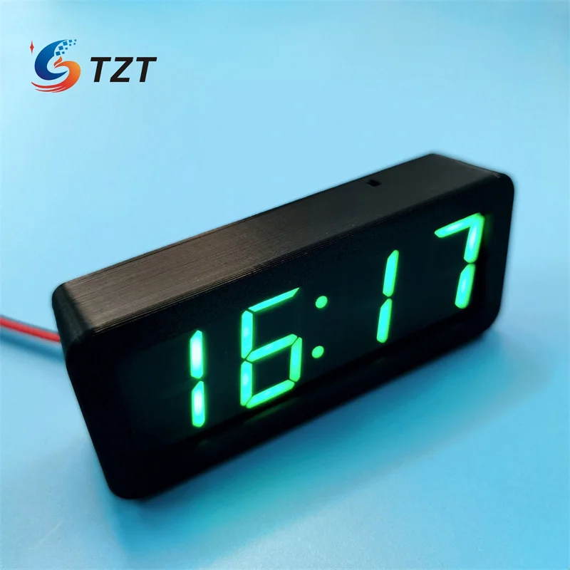 TZT Red/Green/Blue/White LED Version GPS/Beidou Satellite Timing 4-Bit Car-mounted Digital Clock DC5V with Time Memory Function