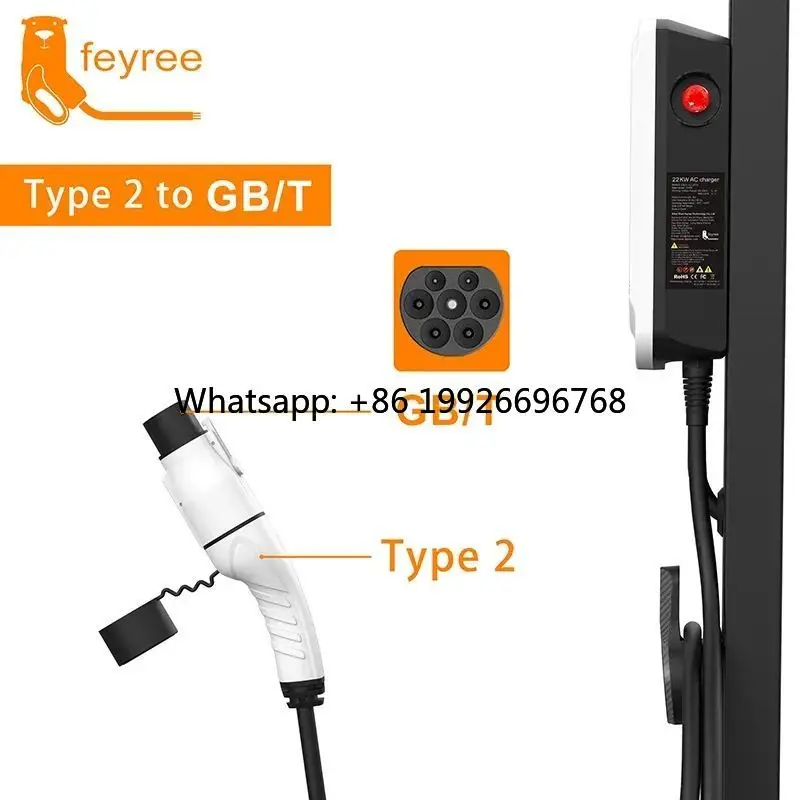 

Feyree 32a Type 2 to Gb/t Electric Car Adapter Portable AC Ev Charger 7KW 22KW Adapter