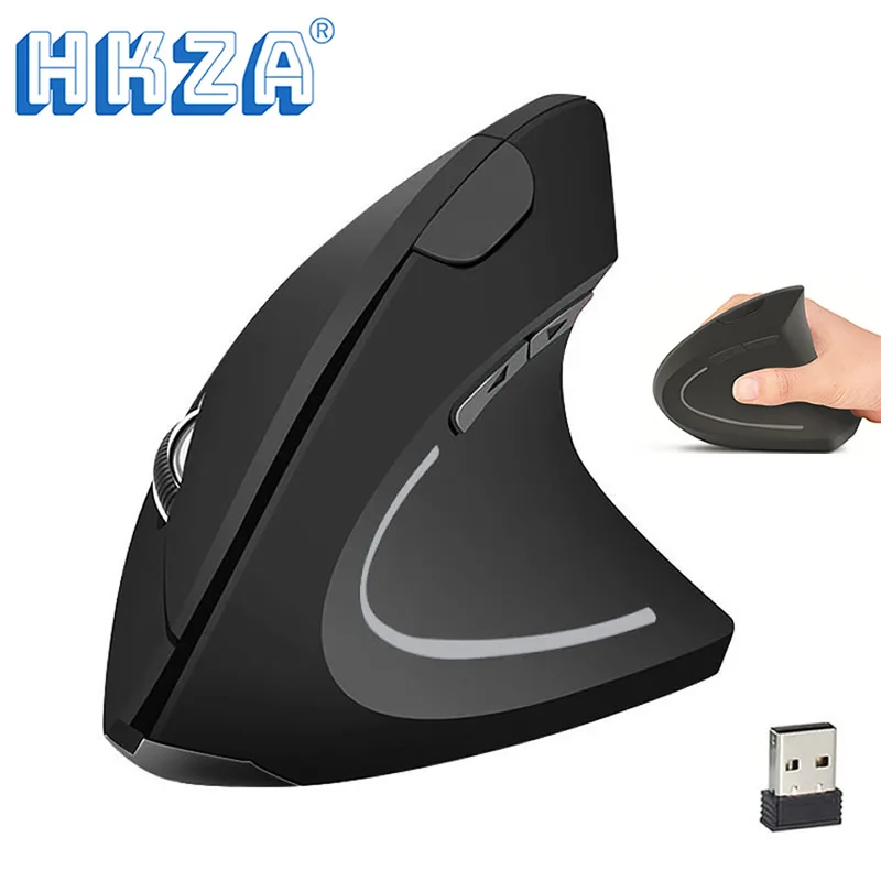 HKZA mysz bezprzewodowa pionowa mysz do gier komputer USB myszy ergonomiczny pulpit myszka pionowa 1600 DPI na PC Laptop biuro w domu