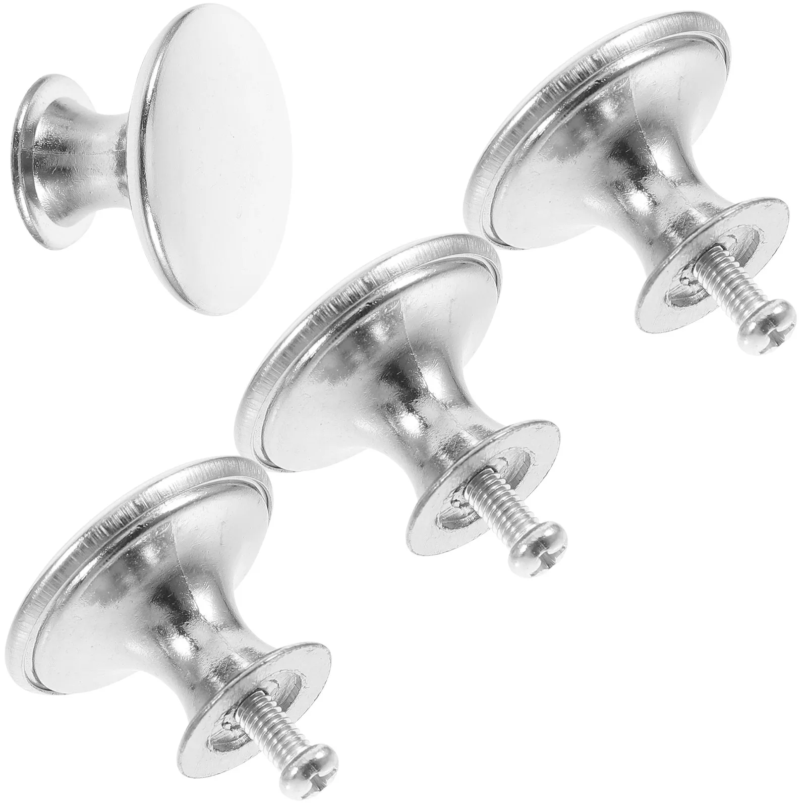 4Pcs Elegant Round Cabinet Door Pulls Silver Finish Heavy Duty Drawer Handles for Kitchen Bathroom Dresser Wardrobe Cupboard