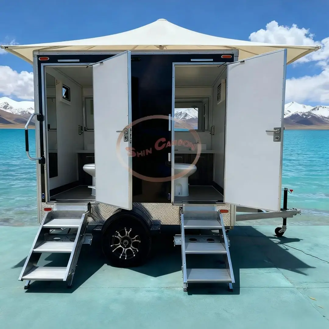 Lightweight High-Strength Fiberglass Towed Portable Toilet for Outdoor Mobile Public Use - Long-Lasting Durability
