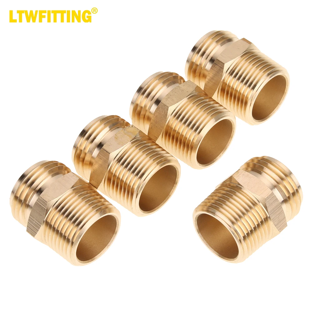 

LTWFITTING 3/4" MHT x 3/4" MIP Brass Hose Adapter ,Brass Garden Hose Fitting(Pack of 5)