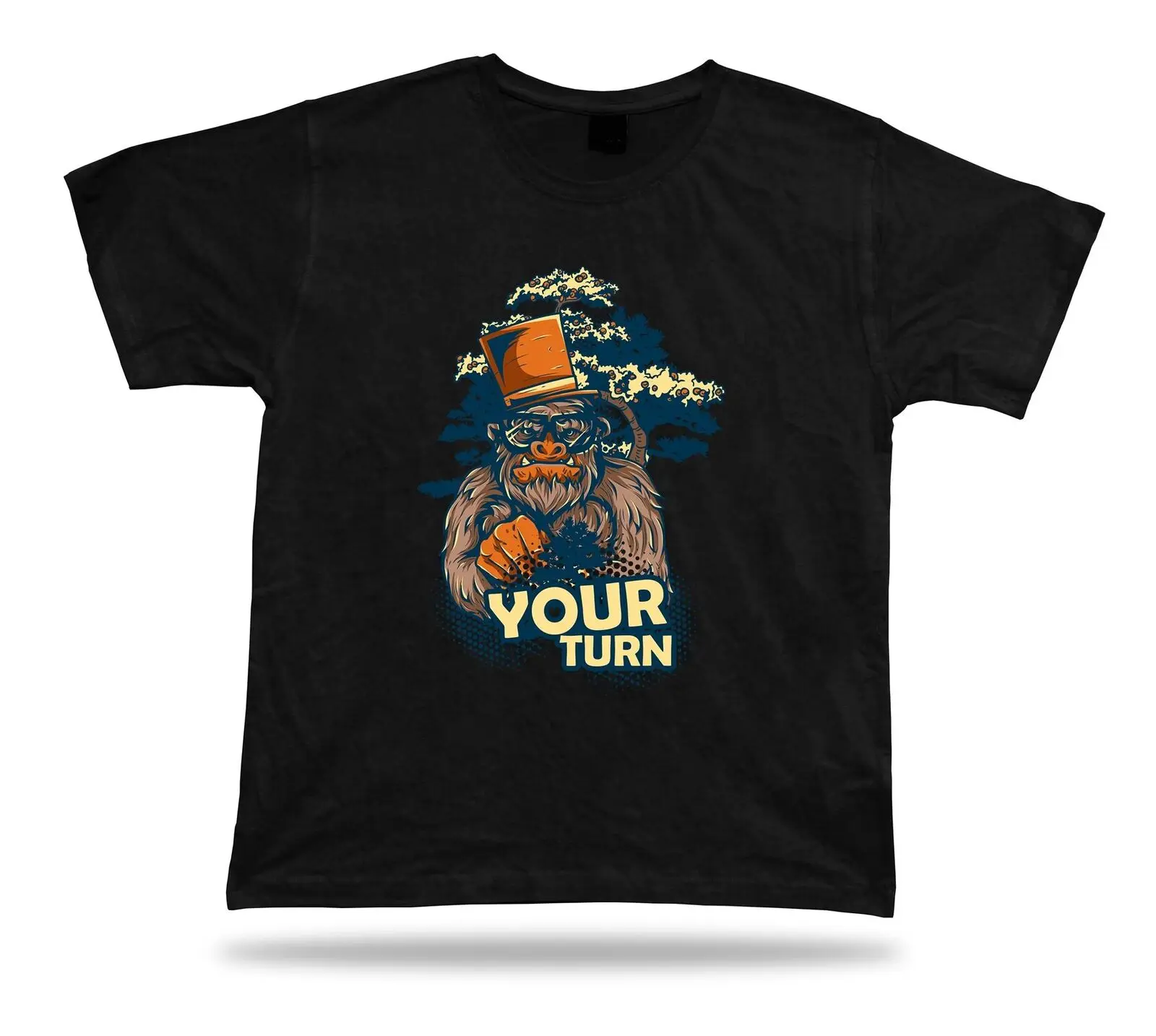 Your Turn Big Foot Top Hat Monkey stylish tshirt design awesome cool birthday