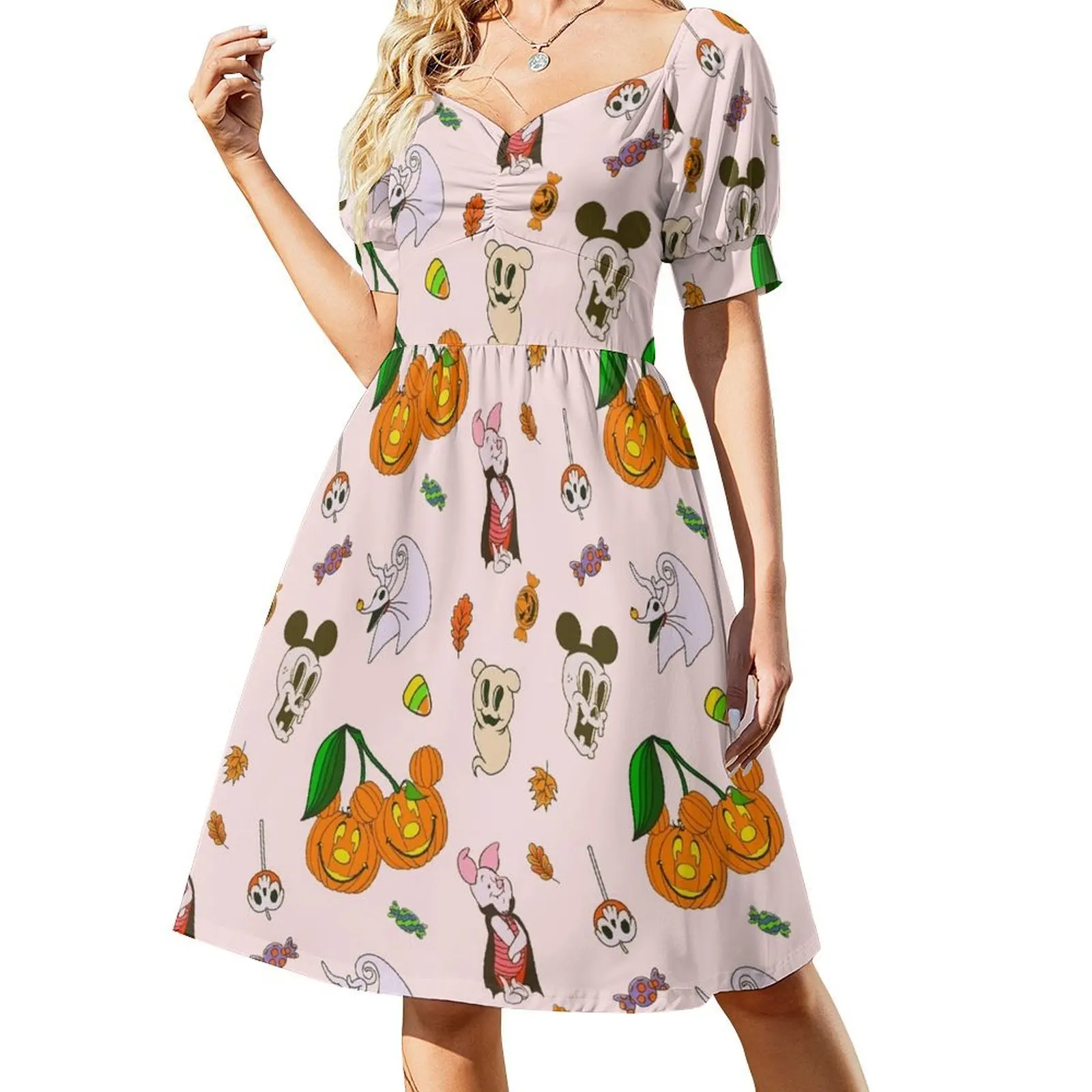 

Spooky Theme Park icons Short-Sleeved Dress Dresses for wedding party prom clothes