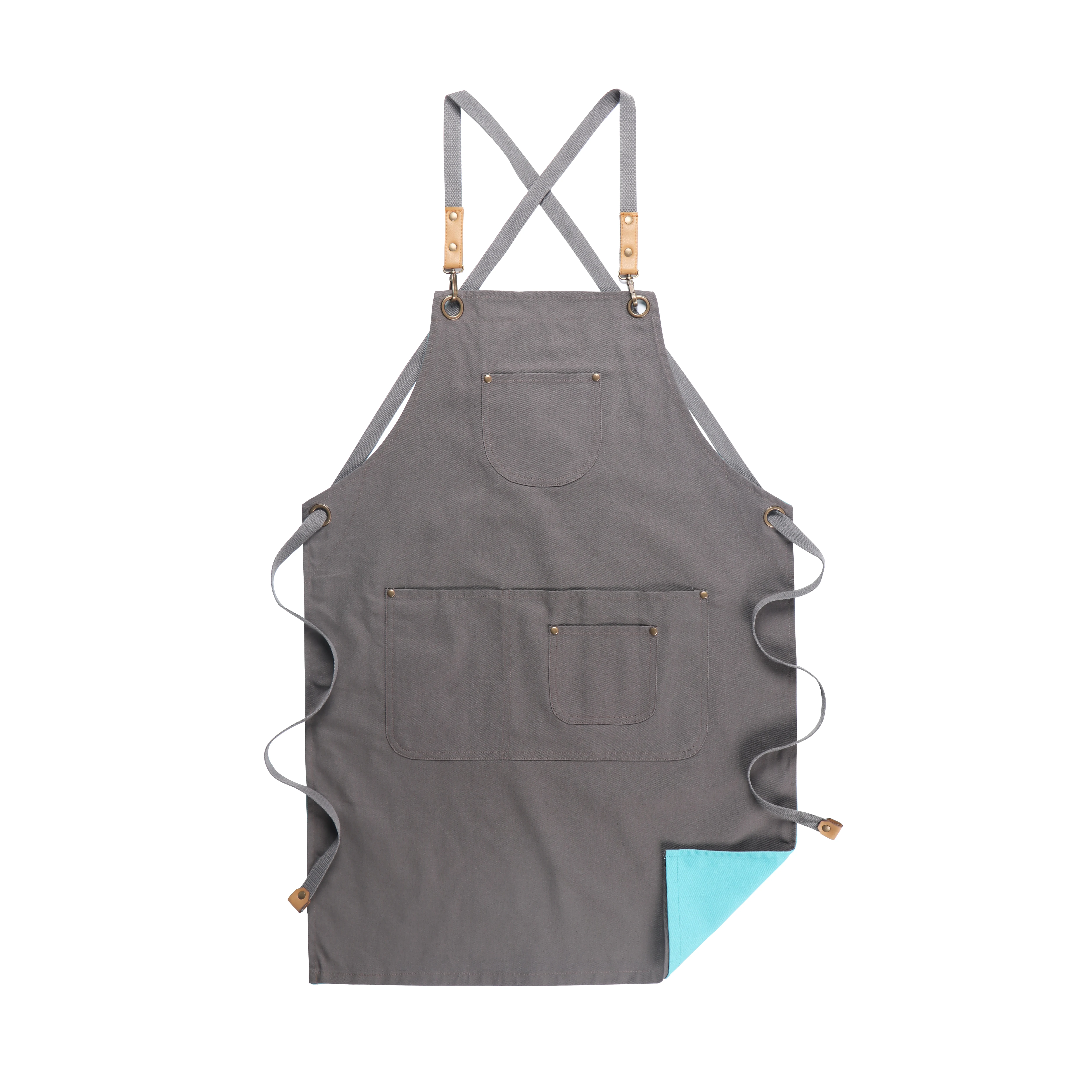 Fashionable Cotton Double-Sided Apron Gardening Coffee Shop Exquisite Work Clothes Adjustable Straps Home Kitchen Apron