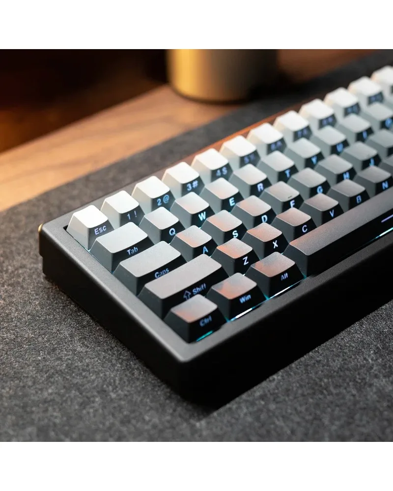 

dark grey and orange color block pbt dye sub keycaps full set oem profile for mechanical keyboards