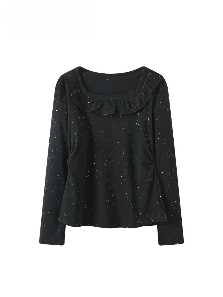 

Женская повседневная футболка больших размеров с длинным рукавом, весенняя новинка, модный дизайн, топ для полных женщин в стиле Little Fragrance