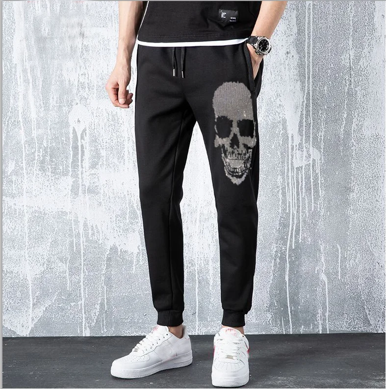 

2023 New Male Trousers Mens Solid Hot drill Pants Rhinestones Fit Sweatpants Autumn Men Pants Hip Hop Harem Joggers Pants