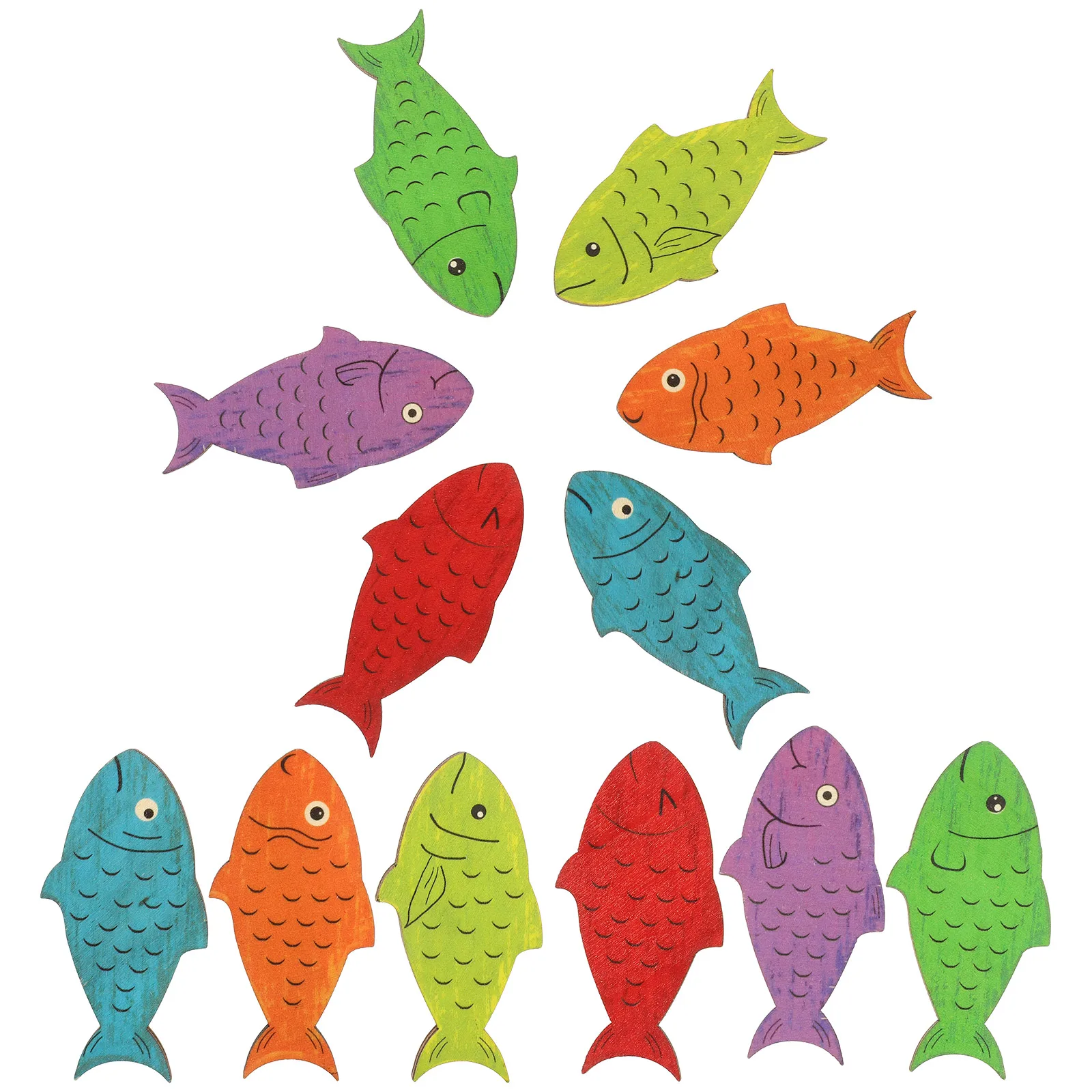 

12pcs Wooden Hanging Fish Decor Multi-color Wall Art Craft Bathroom Kitchen Living Room Home Nautical Farmhouse