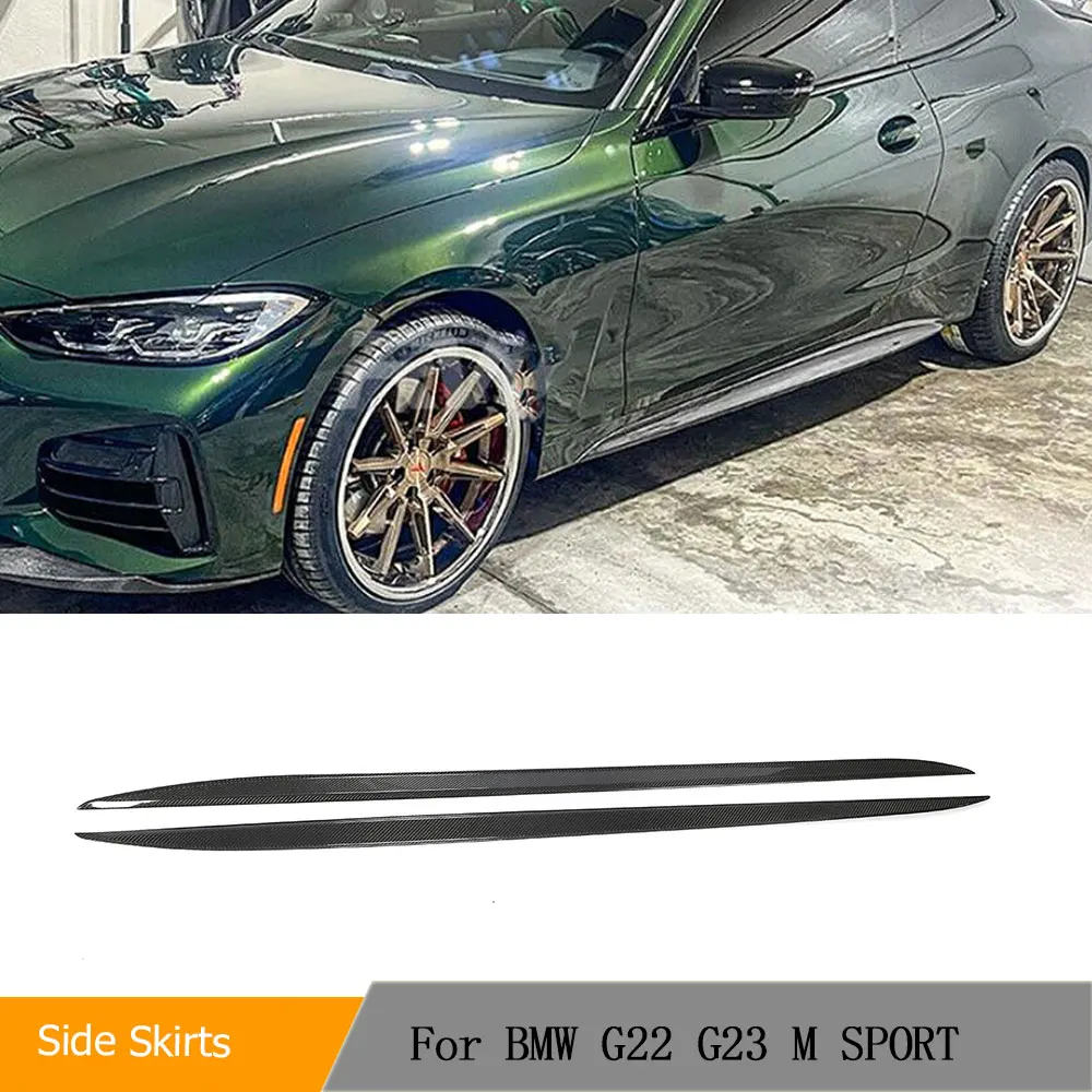 Car Side Skirt Extension Lip Real Carbon Fiber Spoiler for 4Series BMW G22 G23 M-SPORT Side Skirts Extension Lip Spoiler Kit Car