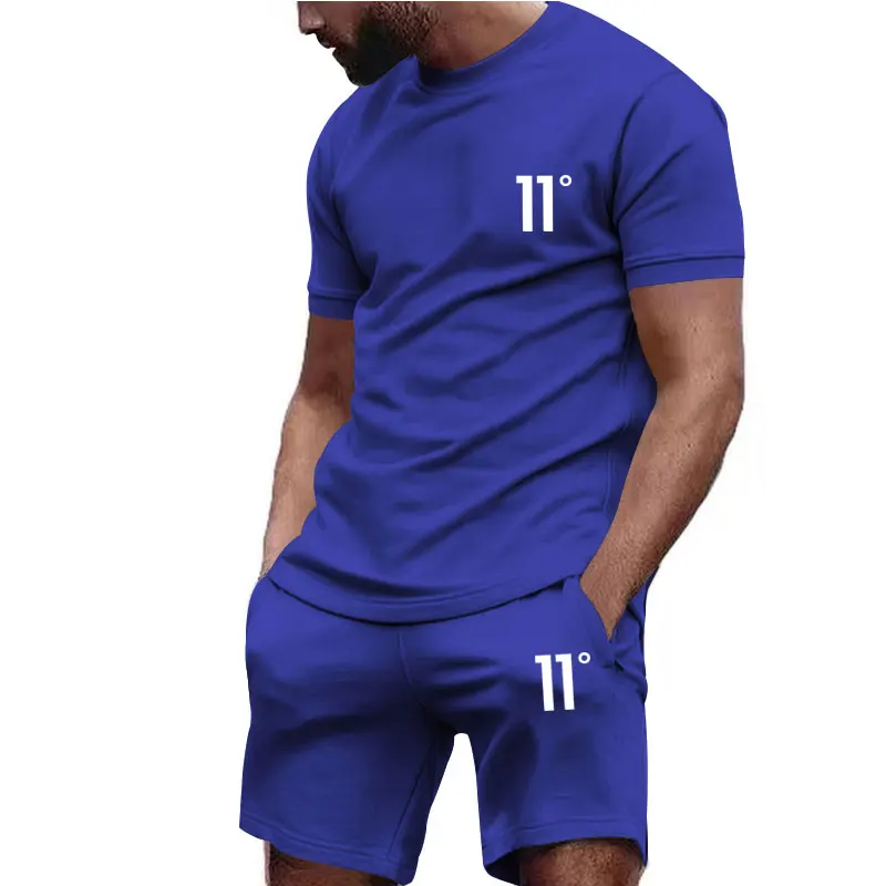

Summer Casual Sports Men's Set Fashion Printed Crew Neck Short Sleeve And Shorts Two-piece Men's Running Training Tracksuit