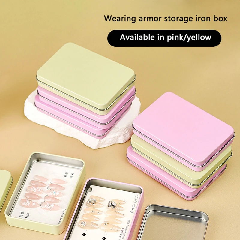 Macaron False Nail Tips Nail Art Display Storage Iron Box Manicure che mostra strumenti per Salon Nail Decor Case Flip Square Case