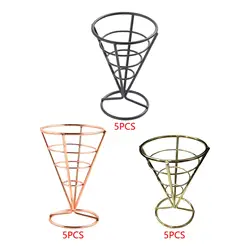 French Fries Stand Fashion Cone Holder Stand Cone Basket Fried Chicken Display Rack for Table Picnic Cafe Kitchen Food Serving