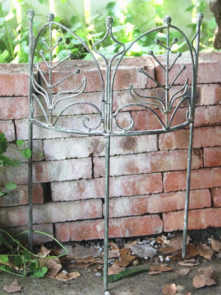 Vintage Semi-Circular Garden Fence and Plant Trellis with Rustic Finish