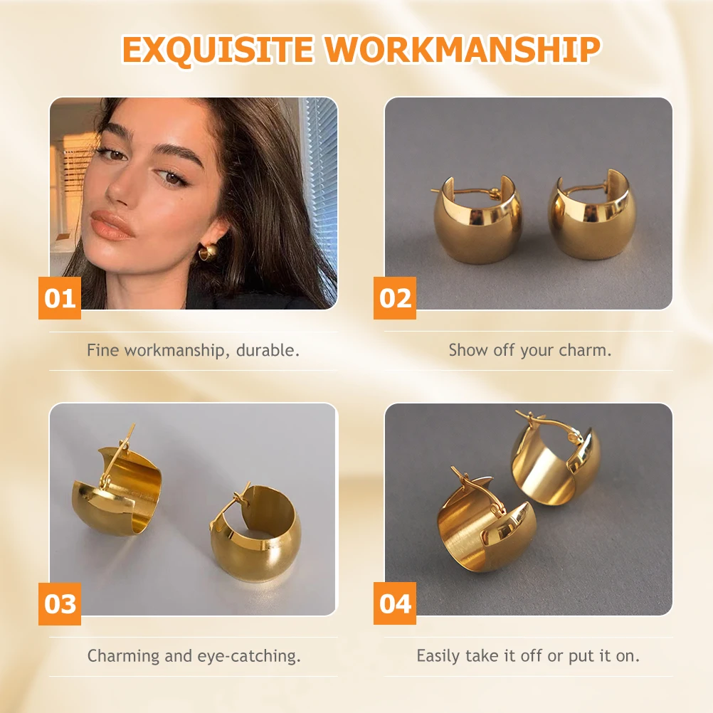 

C Shaped Loop Earrings for Women Golden Round Statement Jewelry Street Photography Fashion Dangle Ear Accessories