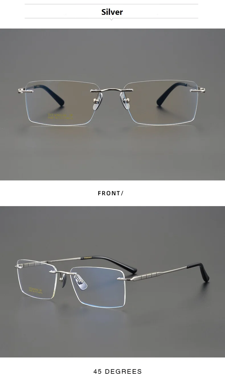 Reines Titan Ultraleichte Brillen Randlose Brillengestell Männer Quadratische Geschäftsbrillen Frauen Keine Felge Brille Modetrend – Detail 11