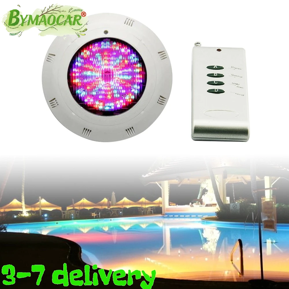

RGB Pool Light, 18W LED Remote Control Pool Light, 160 High Brightness LEDs, 30° Illumination Angle, 3 Modes Auto Fade Single Color Flash, ABS+PC Material, Corrosion Resistant, Waterproof Submersible Light for Swimming Pool Decor