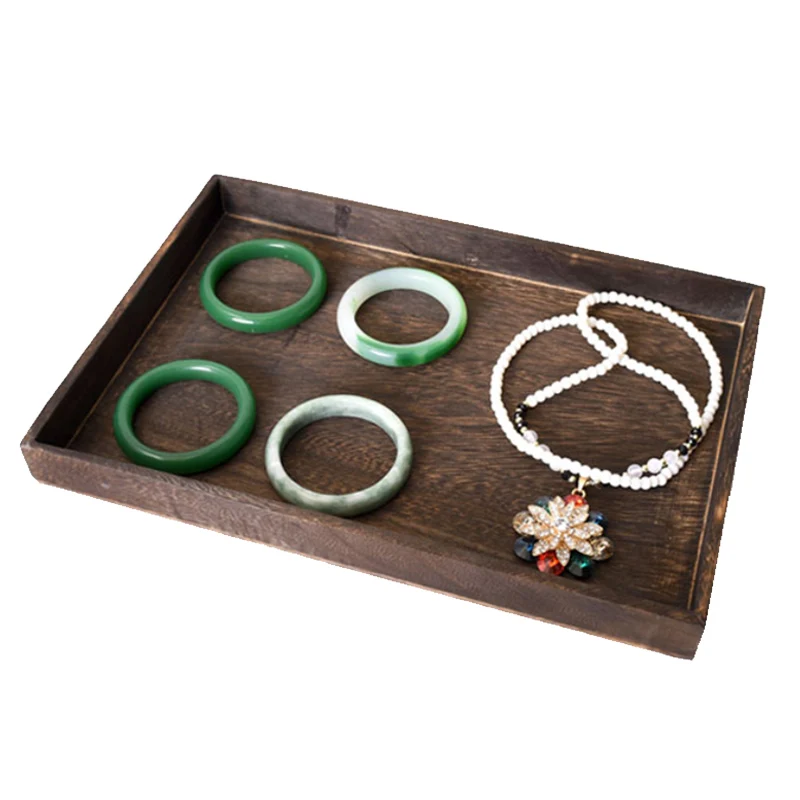 Natural Old Wooden Earrings Jewellery Tray Rings Necklaces Display Earrings Pendant Storage Organizer