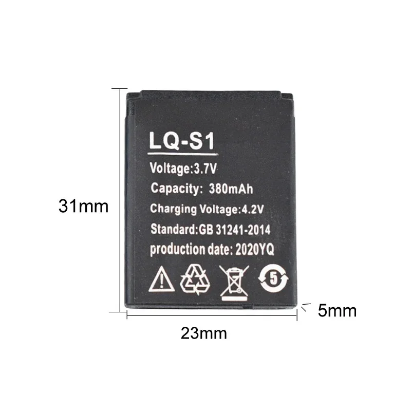 380mAh LQ-S1 Smartwatch Battery Rechargeable Li-ion Polymer Battery Replacement for DZ09 U8 A1 GT08 V8 Smart Watch 3.7V LQ-S1