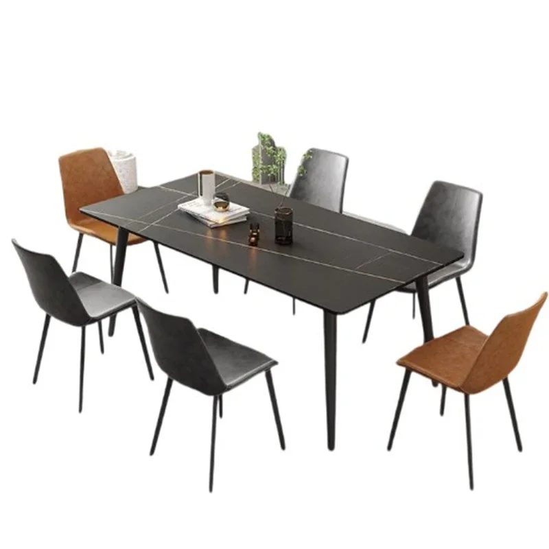 Italian Metal Home Table Modern Rectangular Design Luxury Kitchen Table Space Saving Nordic Mesas De Comedor Kitchen Furniture